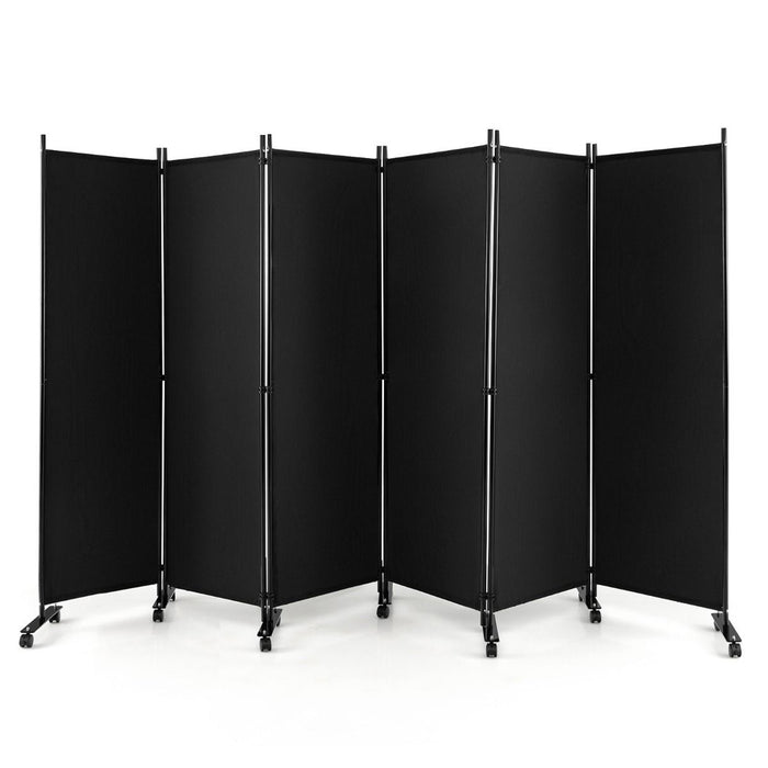 1.72m 6 Panel Folding Room Divider with Lockable Wheels Furniture Home