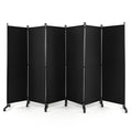 1.72m 6 Panel Folding Room Divider with Lockable Wheels Furniture Home