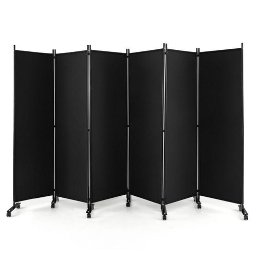 1.72m 6 Panel Folding Room Divider with Lockable Wheels Furniture Home