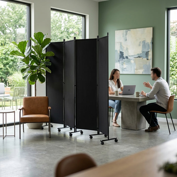 1.72m 6 Panel Folding Room Divider with Lockable Wheels Furniture Home
