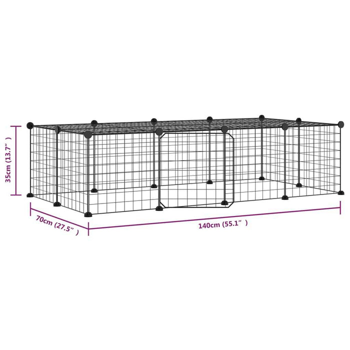 20-Panel Pet Cage with Door Black 35x35 cm Steel