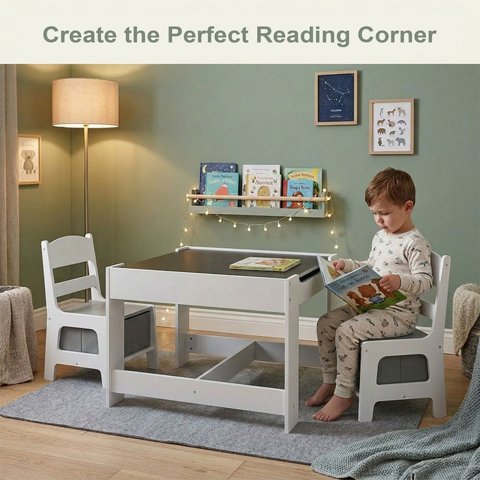 3 in 1 Kids Multi Activity Table 2 Chairs Set Toddlers Furniture Play