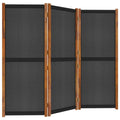 3-Panel Room Divider Solid Acacia Wood Textilene Foldable Screen 210x180cm Black