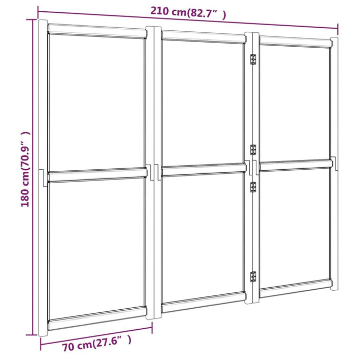 3-Panel Room Divider Solid Acacia Wood Textilene Foldable Screen 210x180cm Black
