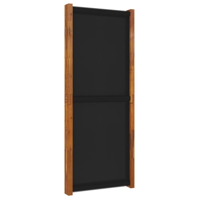 3-Panel Room Divider Solid Acacia Wood Textilene Foldable Screen 210x180cm Black