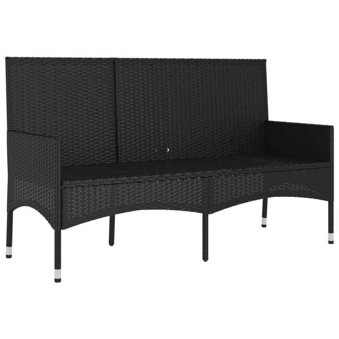 3-Seater Garden Bench Poly Rattan Steel Frame Cushions Outdoor Patio Black
