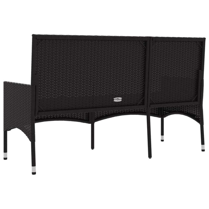 3-Seater Garden Bench Poly Rattan Steel Frame Cushions Outdoor Patio Black
