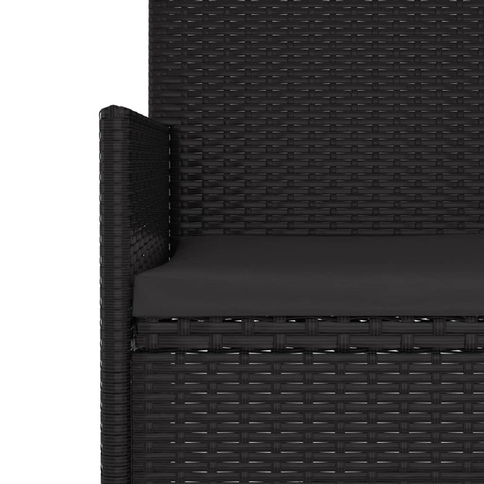 3-Seater Garden Bench Poly Rattan Steel Frame Cushions Outdoor Patio Black