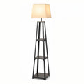 3 Tier Shelf Floor Lamp Sturdy Metal Frame Living Room Storage Light Stand