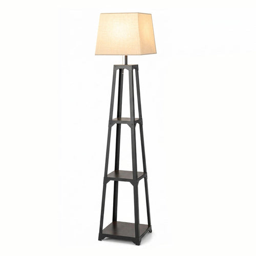 3 Tier Shelf Floor Lamp Sturdy Metal Frame Living Room Storage Light Stand