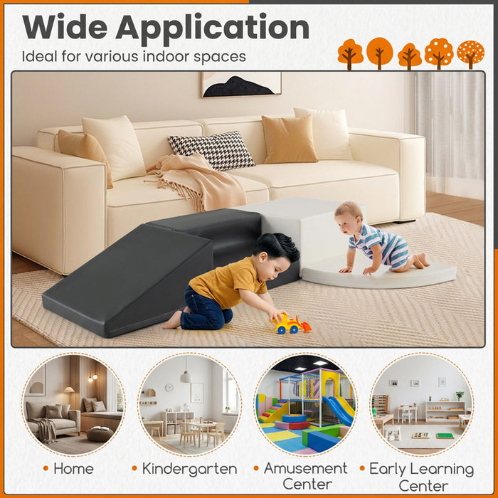 4 Piece Kids Climb Crawl Playset for Nursery and Kindergarten Indoor Play