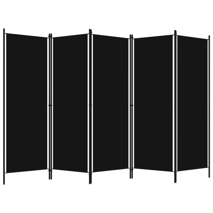 5-Panel Room Divider Black 250x180 cm
