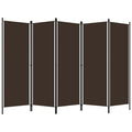 5-Panel Room Divider Brown 250x180 cm