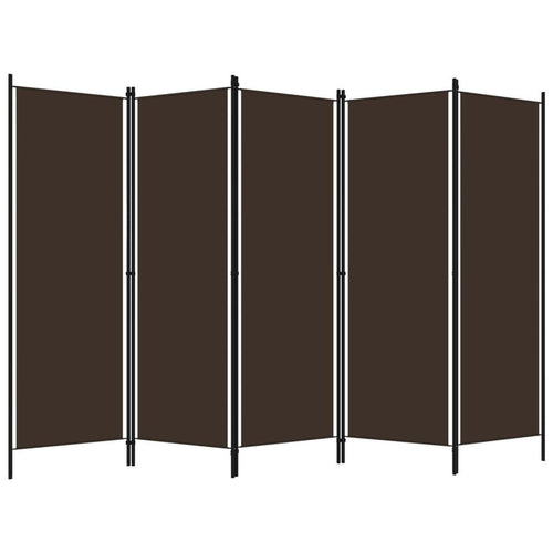 5-Panel Room Divider Brown 250x180 cm