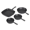 5-Star Chef Cast Iron Fry Pan Skillet Cookware Set Induction Black 14/16/20/24cm