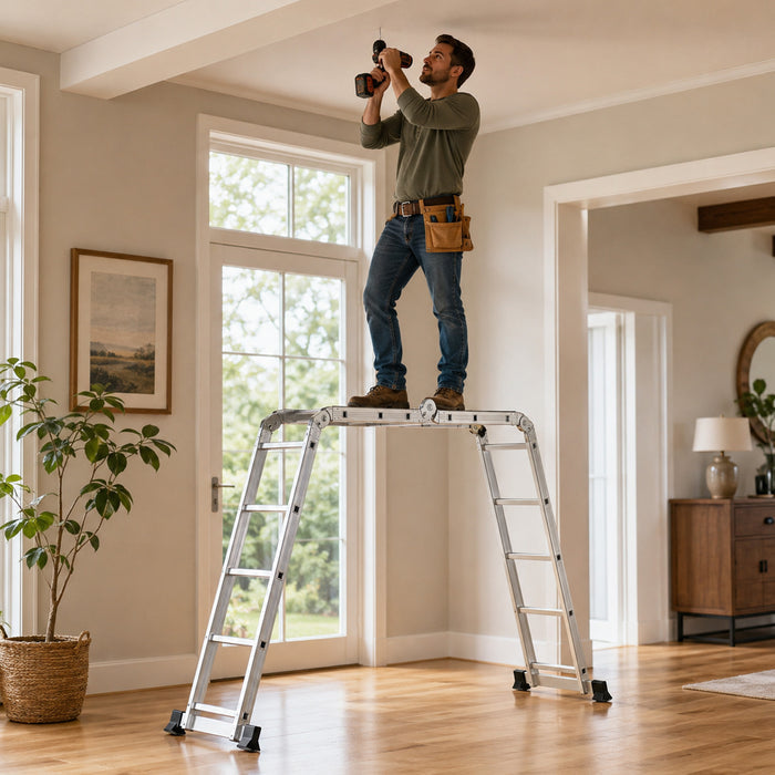 7 in 1 Folding Aluminium Ladder with Anti Skid Pedal Multi Purpose Tool
