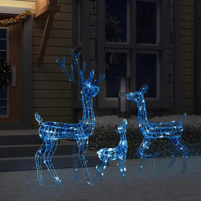 Acrylic Reindeer Family Christmas Decoration 300 LED Blue 8 Effects