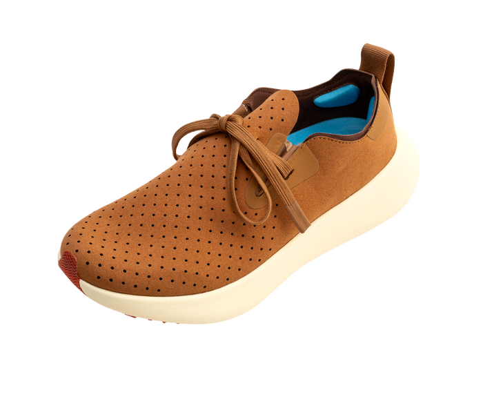 Angled view of a Native Shoes Apollo 10 | Quicksand Brown / Tapioca Off White Footwear in Quicksand Brown / Tapioca Off White