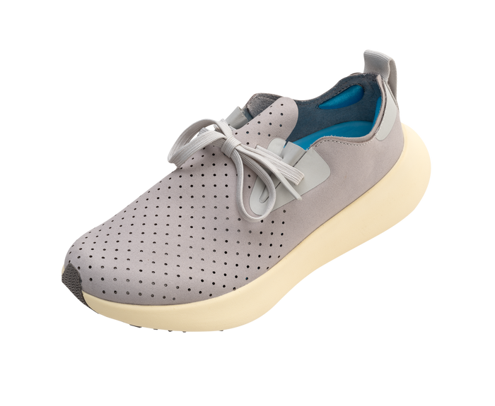 Angled view of a Native Shoes Apollo 10 | Ghost Grey / Tapioca Off White Footwear in Ghost Grey / Tapioca Off White