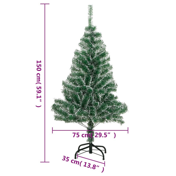 Artificial Christmas Tree 150cm LED Lights Flocked Snow Xmas Decor