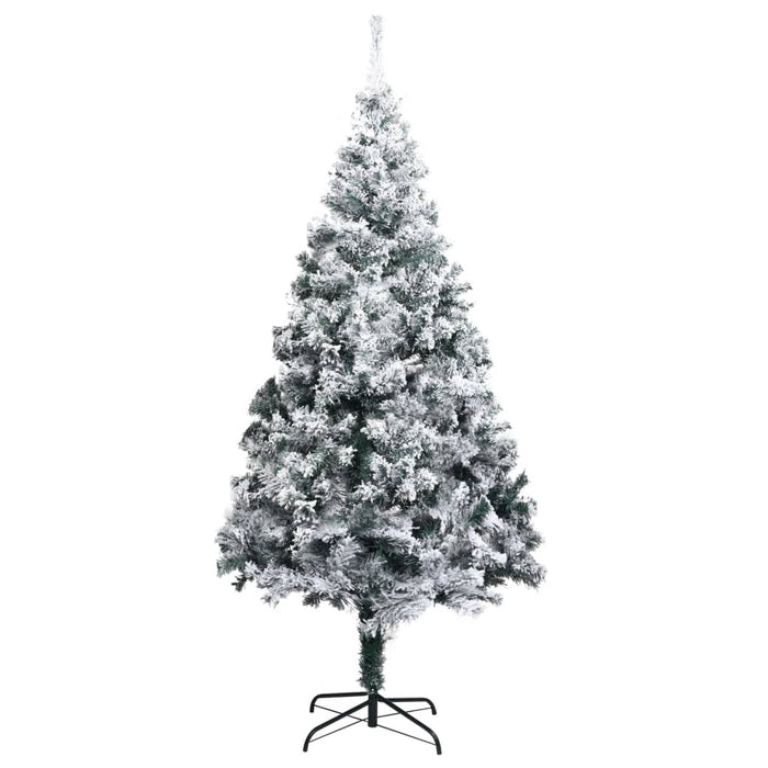 Artificial Christmas Tree Flocked Snow 210cm PVC Stand Indoor Outdoor Xmas Green