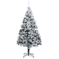 Artificial Christmas Tree Flocked Snow 210cm PVC Stand Indoor Outdoor Xmas Green