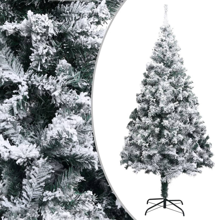 Artificial Christmas Tree Flocked Snow 240cm PVC Stand Indoor Outdoor Xmas Green