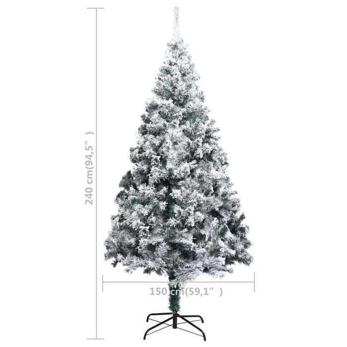 Artificial Christmas Tree Flocked Snow 240cm PVC Stand Indoor Outdoor Xmas Green