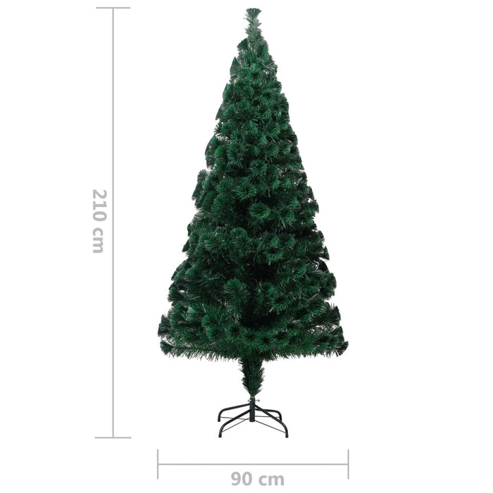 Artificial Christmas Tree with Stand 210cm Fibre Optic LED Lights Xmas Green