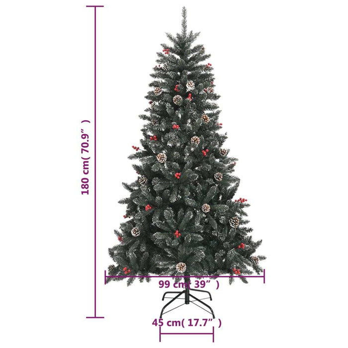 Artificial Christmas Tree with Stand Hinged PVC Steel Green 180cm