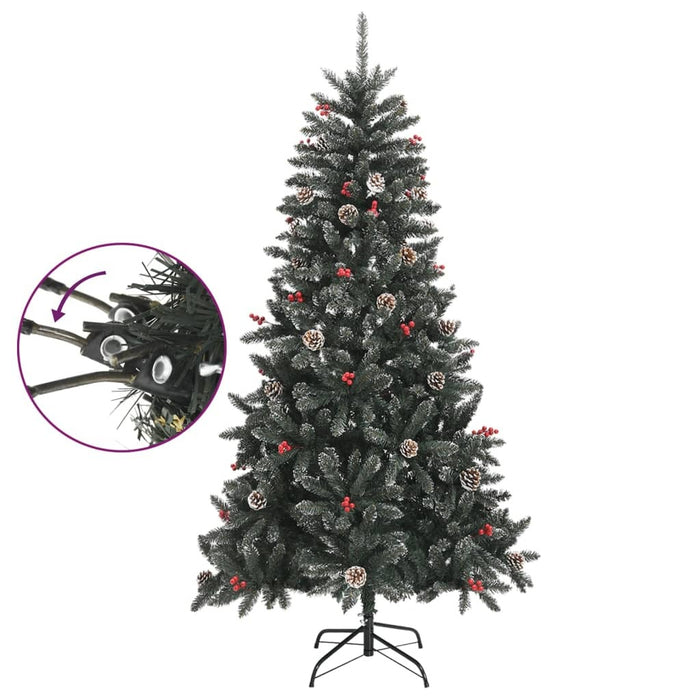 Artificial Christmas Tree with Stand Hinged PVC Steel Green 180cm