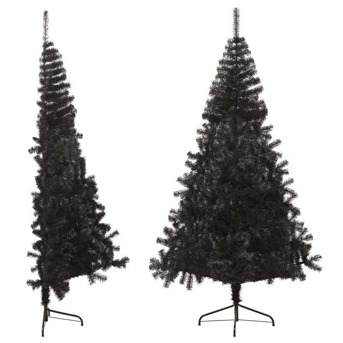 Artificial Half Christmas Tree with Stand Black PVC Steel 210cm