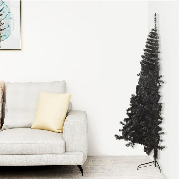 Artificial Half Christmas Tree with Stand Black PVC Steel 210cm