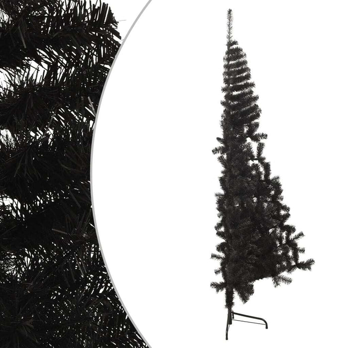 Artificial Half Christmas Tree with Stand Black PVC Steel 210cm