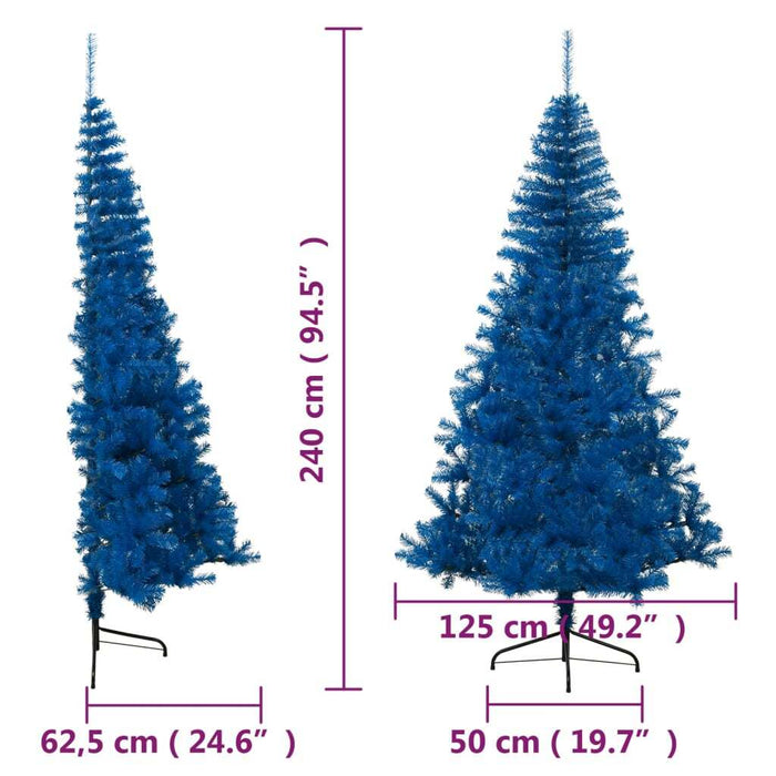 Artificial Half Christmas Tree with Stand Blue PVC Steel 240cm
