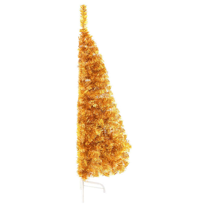 Artificial Half Christmas Tree with Stand Gold PET Steel 150cm