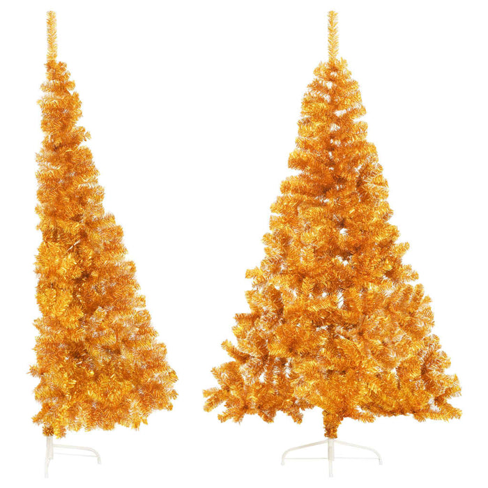 Artificial Half Christmas Tree with Stand Gold PET Steel 180cm