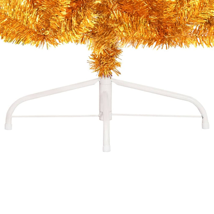 Artificial Half Christmas Tree with Stand Gold PET Steel 210cm