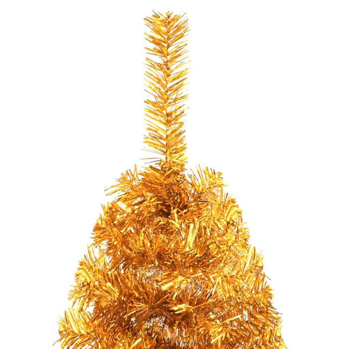 Artificial Half Christmas Tree with Stand Gold PET Steel 210cm