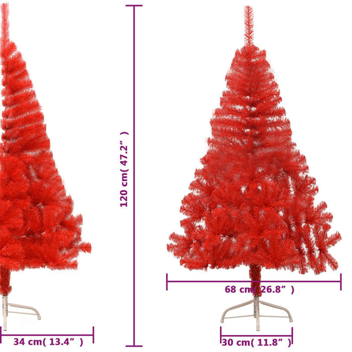 Artificial Half Christmas Tree with Stand Red 120 cm PVC