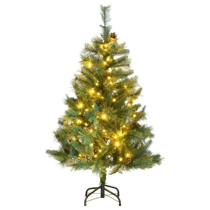 Artificial Hinged Christmas Tree 120cm LED Lights PE Tips Indoor Xmas Green