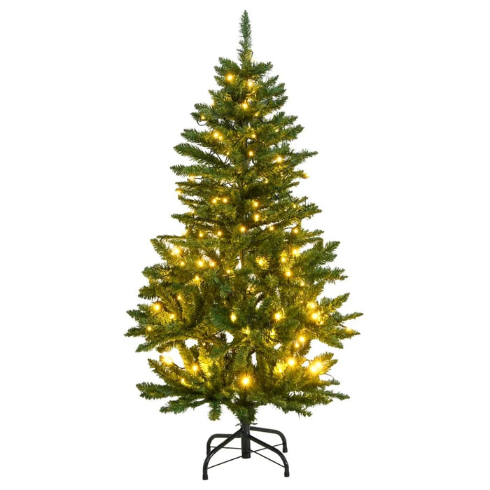 Artificial Hinged Christmas Tree 150cm LED Lights Foldable Branches Xmas Decor