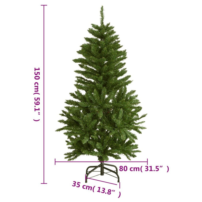 Artificial Hinged Christmas Tree 150cm LED Lights Foldable Branches Xmas Decor
