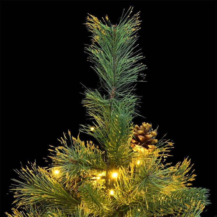 Artificial Hinged Christmas Tree 150cm LED Lights Foldable Branches Xmas Green