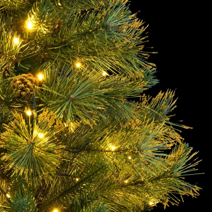 Artificial Hinged Christmas Tree 150cm LED Lights Foldable Branches Xmas Green
