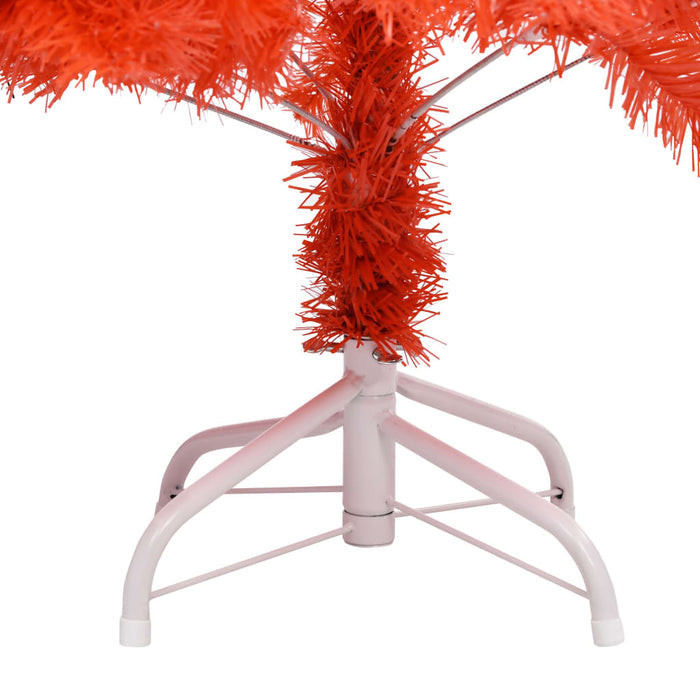Artificial Pre-lit Christmas Tree with Stand Red 180 cm PVC