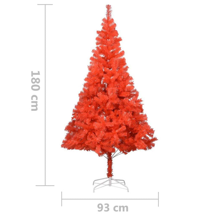 Artificial Pre-lit Christmas Tree with Stand Red 180 cm PVC