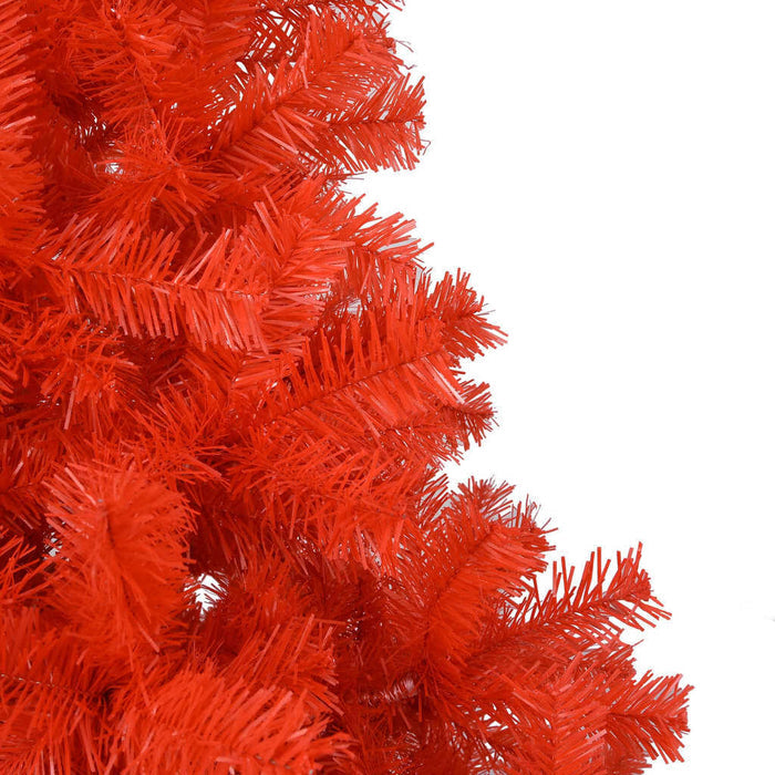 Artificial Pre-lit Christmas Tree with Stand Red 210 cm PVC