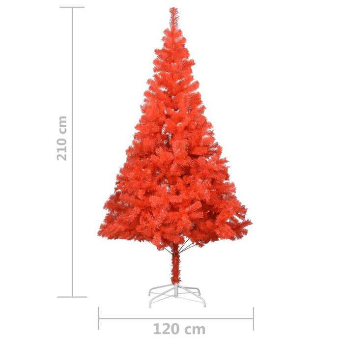 Artificial Pre-lit Christmas Tree with Stand Red 210 cm PVC