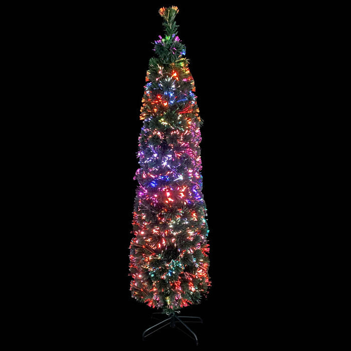 Artificial Slim Christmas Tree with Stand with 5 Colour Fibre Optic 150cm
